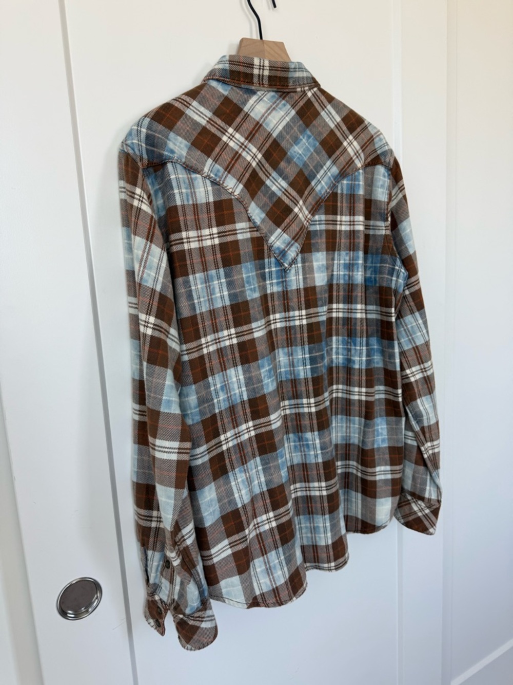 Ryan Michael Brown & Light Blue Plaid Button-Up Western Style Shirt - Picture 7 of 7